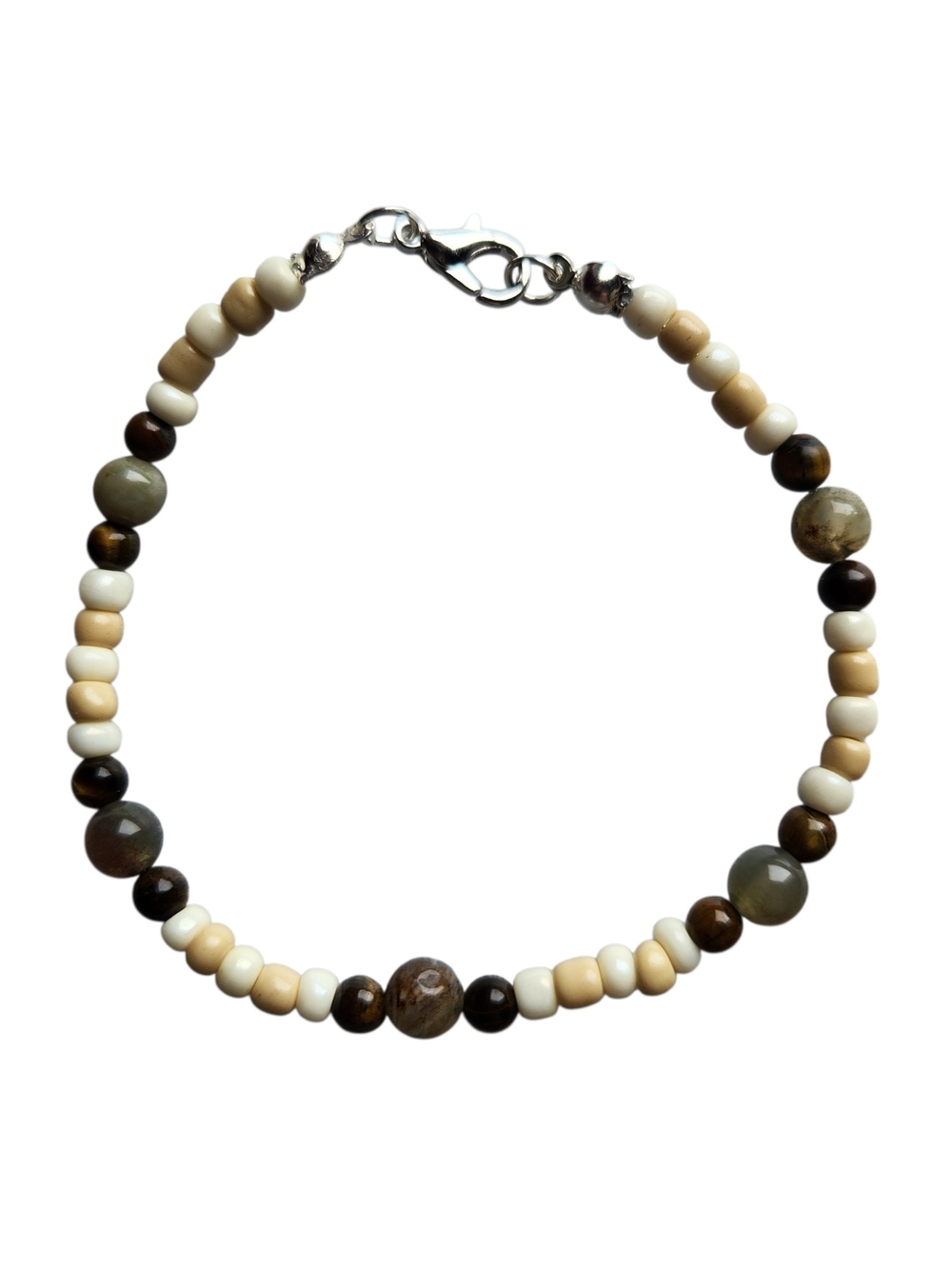 Handmade Tigers Eye & Jasper Beaded Bracelet